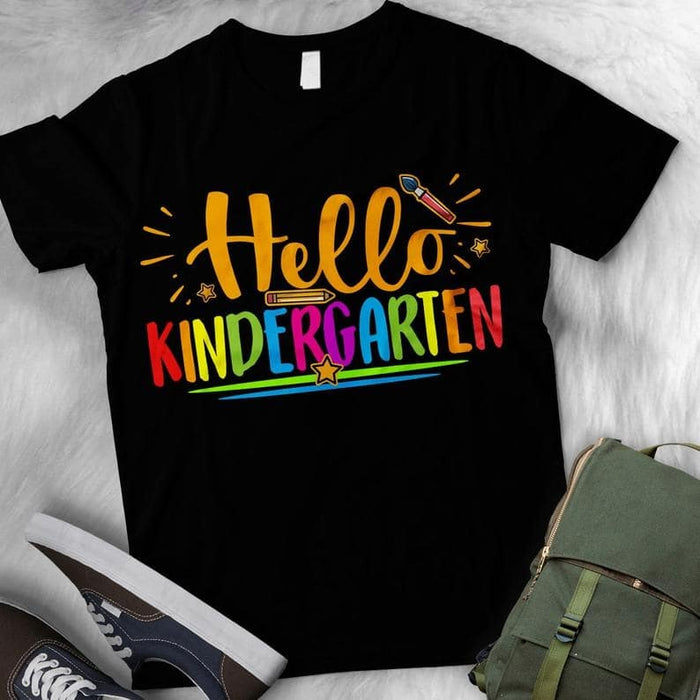 Personalized T-Shirt For Kids Hello Kindergarten Back To School Shirt Custom Grade Level Color Design Shirt
