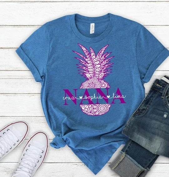 Personalized Shirt For Grandma Nana Pineapple Shirts With Grandkids Name Design Printed