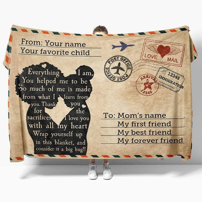 Personalized Fleece Blanket Everything I Am You Helped Me To Be Custom Name Love Mail Blanket Gift For Mom