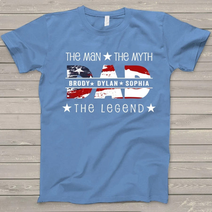 Personalized Shirt For Dad The Man The Myth The Legend American Flag Shirt For Father's Day