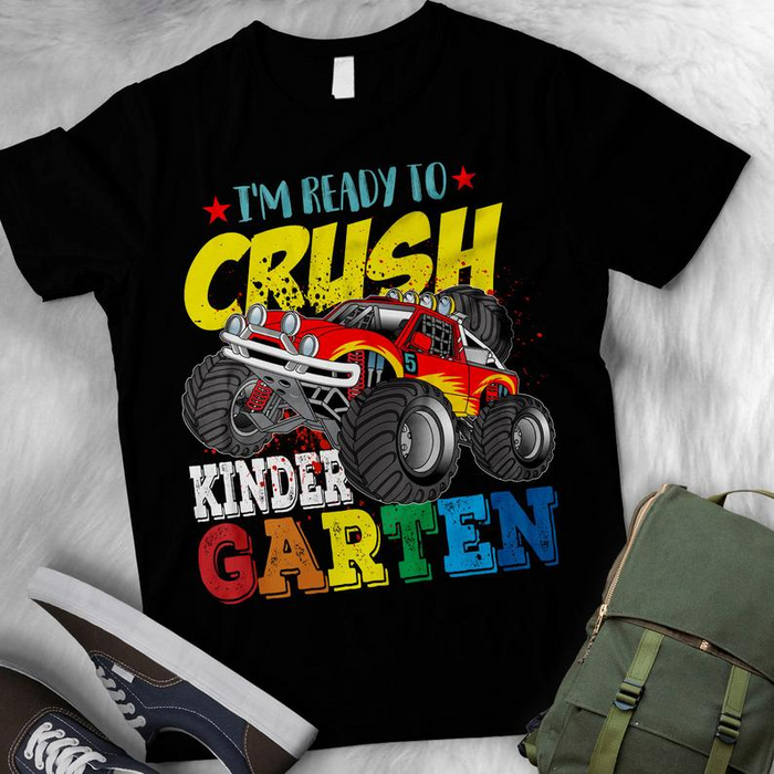 Personalized T-Shirt For Kids I'm Ready To Crush Kindergarten Monster Truck Shirt Custom Grade Level Back To School Shirt