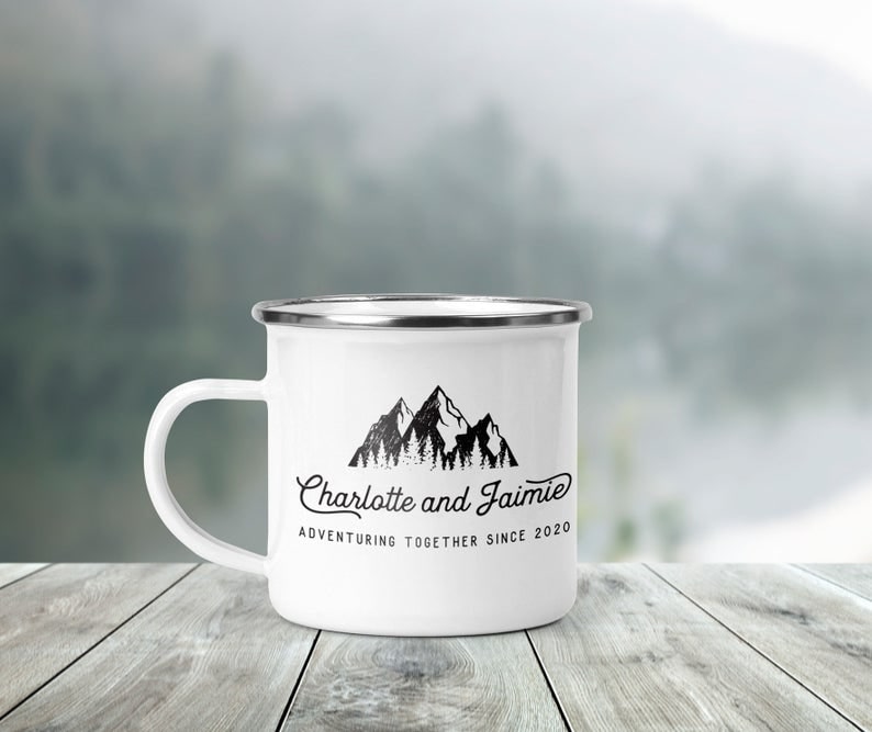 Personalized Adventuring Together Camping Mug 12oz For Couple Funny Gifts For Him Her Picnic Lovers