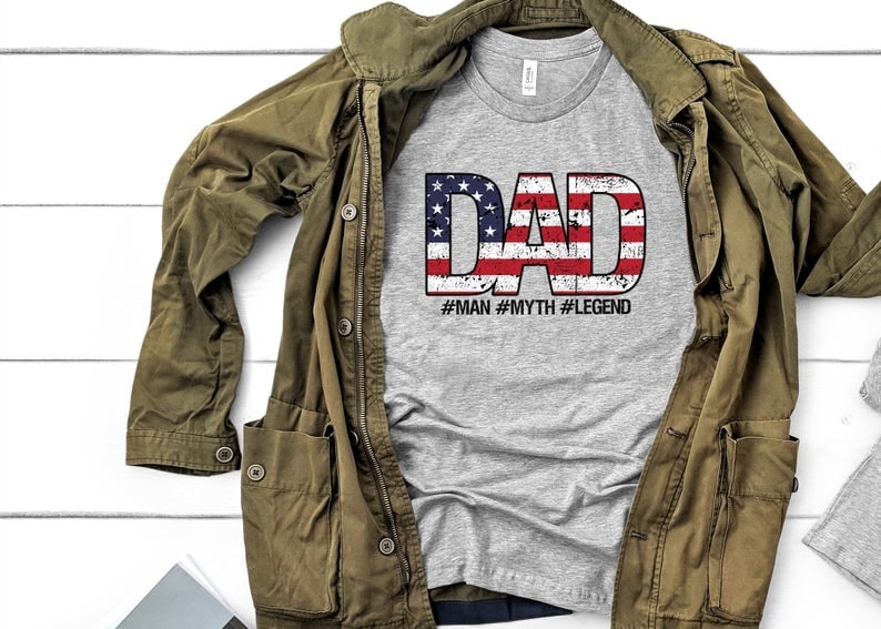 Classic T-Shirt For Dad Man Myth Legend Shirt US Flag Shirt For Independence Day
