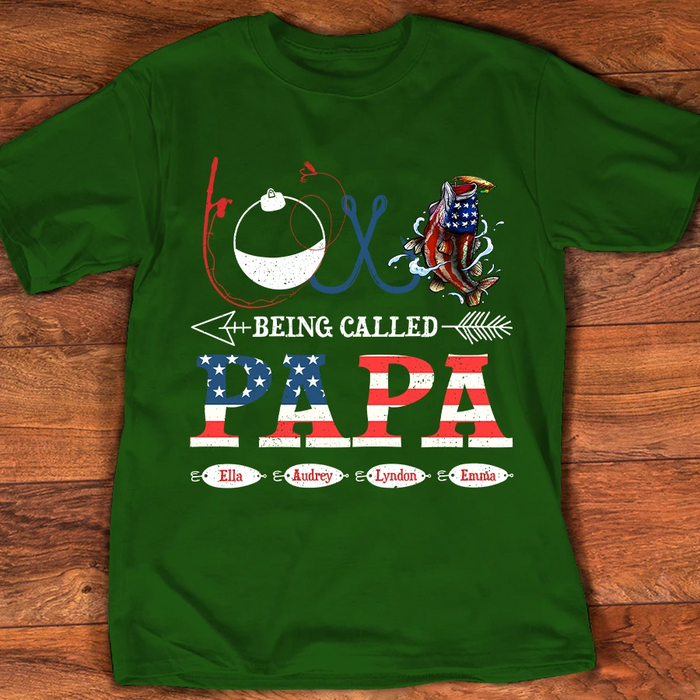 Personalized Tee Shirt To My Grandpa Love Being Called Papa Independence Day T-Shirt Custom Kids Name