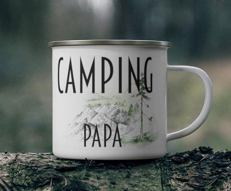 Personalized Camping Mug 12oz For Papa Mama Cute Gifts For New Dad Est 2021 Campfire Cup Enamel