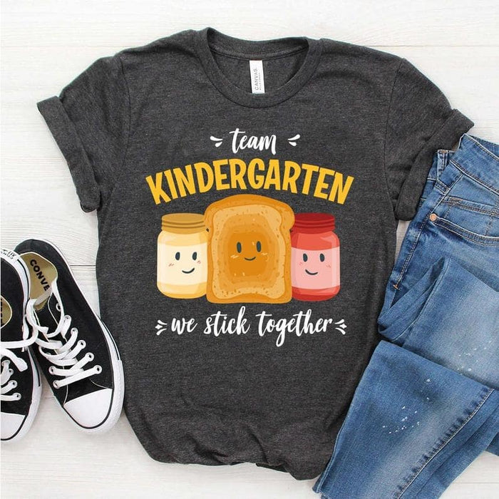 Personalized T-Shirt For Teacher Team Kindergarten We Stick Together Custom Grade Level Back To School Shirt