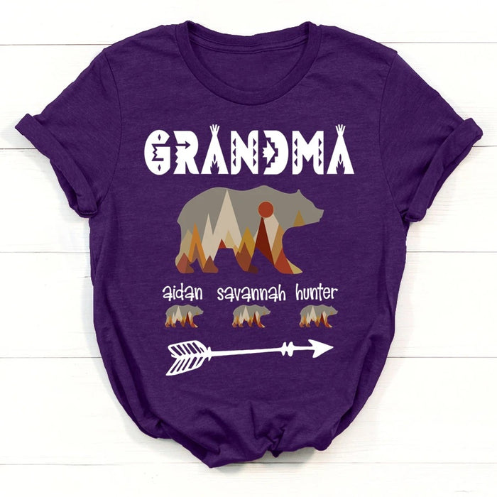 Personalized Tee Shirt For Grandma Bear Shirt Custom Grandkid's Name