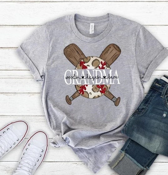 Personalized Shirt For Grandma Baseball Lover With Grandkid Name Design Printed