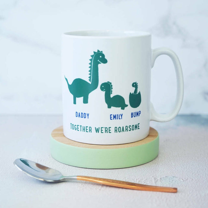 Personalized Coffee Mug For Father Daddy And Me Dinosaur Mugs Custom Kid Name Ceramic Mugs 11Oz 15Oz