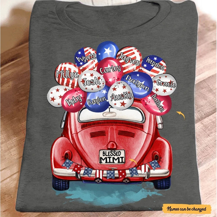 Personalized Blessed Mimi Balloons Car Shirt 4th July USA Flag Patriotic Gifts for Grandma Mother
