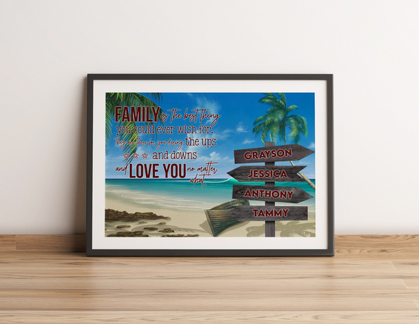 Personalized Sign Street Multi Family Names Poster Canvas Print Summer The Beach With Sweet Quotes For Family
