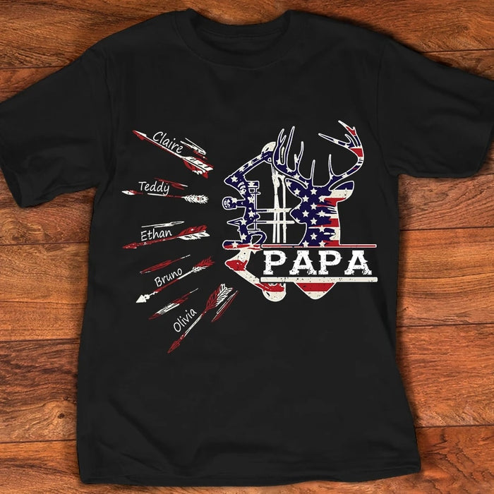 Personalized Shirt For Grandpa Papa Bow Hunting Shirt Custom Grandkid's Name