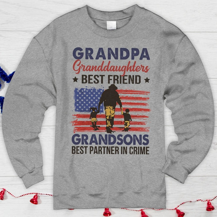 Personalized Shirt For Grandfather Grandpa Granddaughters Best Friend Grandsons Best Partner In Crime