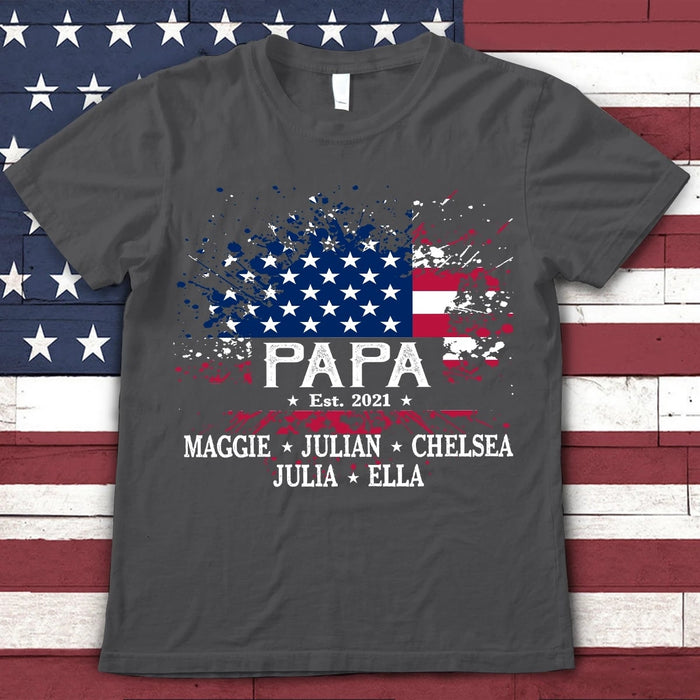 Personalized Shirt Custom Name For Papa Est 2021 Happy Father's Day