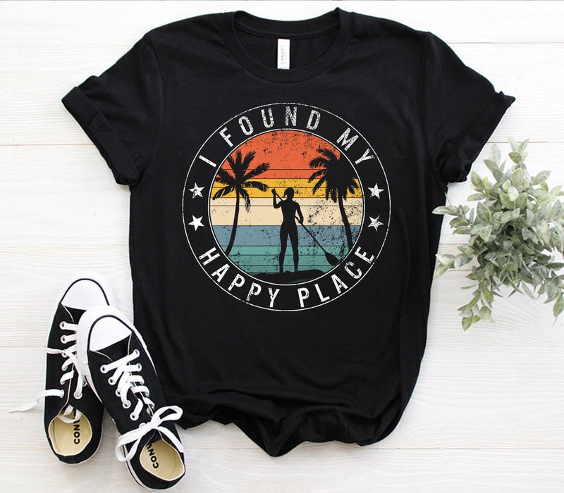 Retro Vintage Tee Shirt For Standup Paddleboard Love Women I Found My Happy Place Quotes Shirt