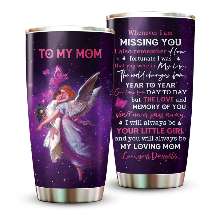 Personalized Tumbler To Mommy Butterflies Wings Angle Gifts Ideas For Mom Custom Name Travel Cup For Birthday