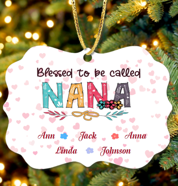 Personalized Ornament For Grandma From Grandkids Blessed To Be Called Nana Heart Custom Name Gifts For Christmas