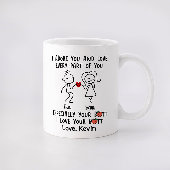 Personalized Romantic Mug For Couple  I Adore You Cute Funny Couple Print Custom Name 11 15oz Ceramic Coffee Cup
