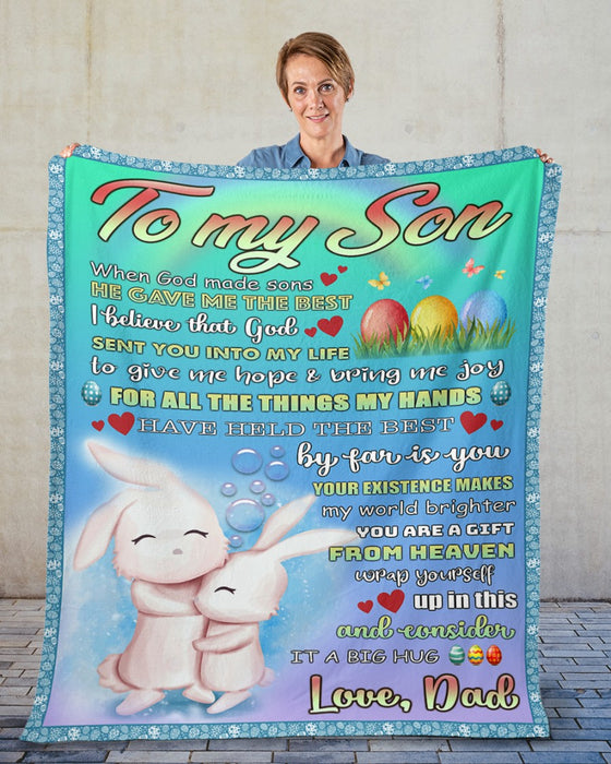 Personalized To My Son Blanket From Parents Custom Name Baby Cute Rabbit Consider It A Big Hug Gifts For Christmas