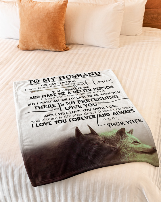 Personalized Wolves Fleece Blanket To My Husband From Wife The Day I Met You Throw Blanket Customized Name