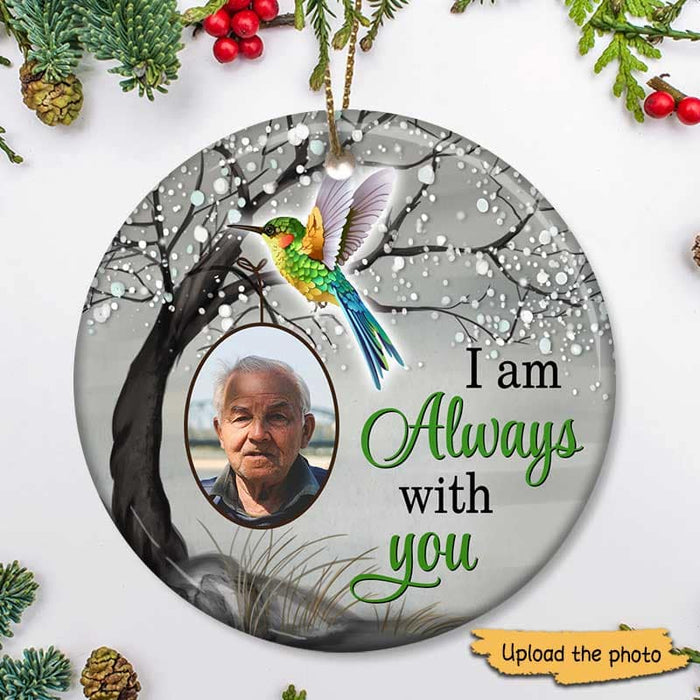 Personalized Memorial Ornament For Loved One In Heaven Humming Bird Blossom Tree Custom Photo Tree Hanging Funeral Gifts