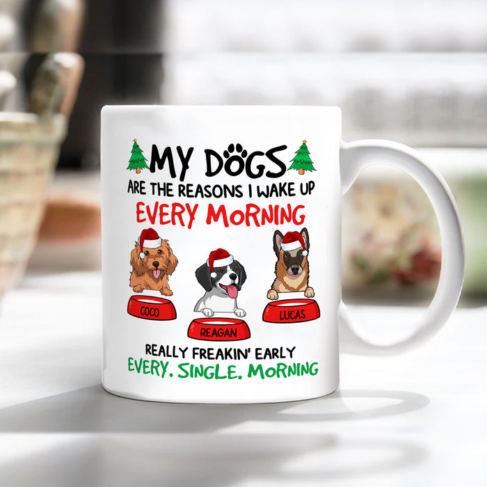 Personalized Coffee Mug Gifts For Dog Lovers The Reasons I Wake Up Every Morning Custom Name White Cup For Christmas