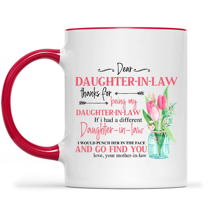 Personalized Coffee Mug Gifts For Daughter In Law Go Find You Pink Tulip Jar Flowers Custom Name Accent Cup For Birthday