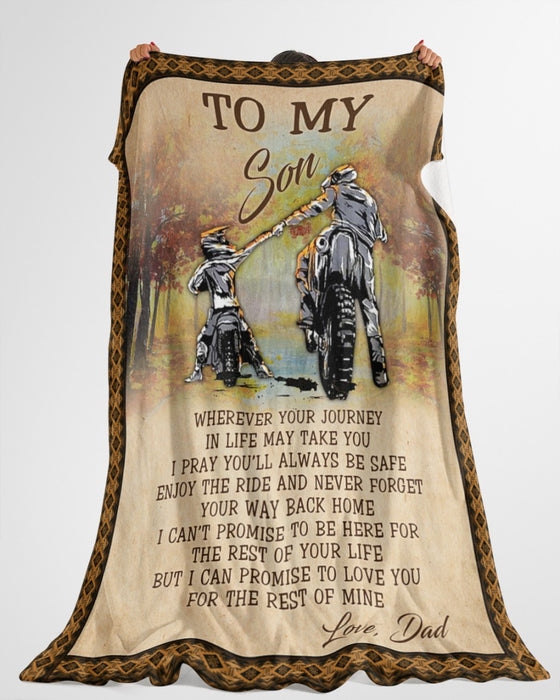 Personalized To My Son Blanket From Father Mother Custom Name Motocross Riding Partner Vintage Gifts For Christmas Xmas