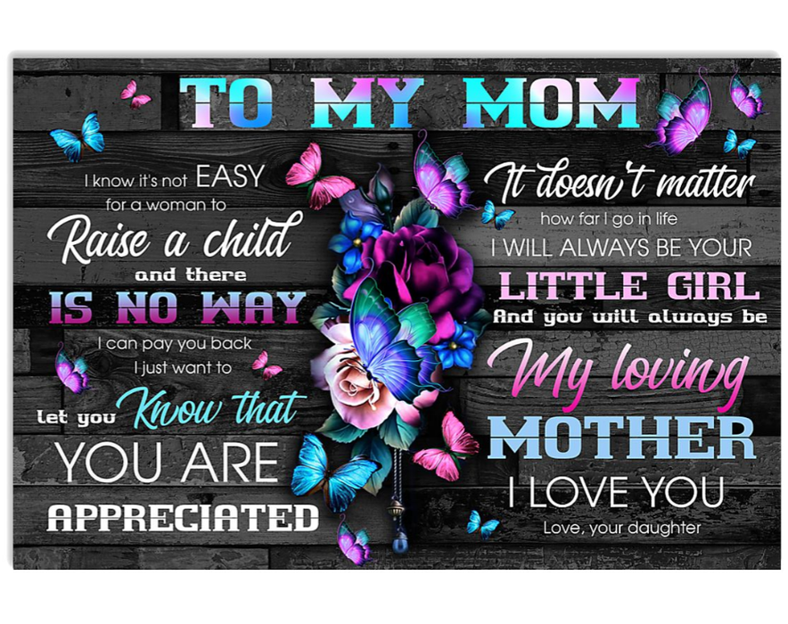 Personalized Canvas Wall Art For Mom From Kids You Are Appreciated Butterflies And Rose Custom Name Poster Home Decor