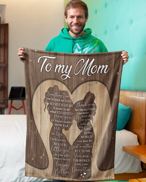 Personalized Blanket To My Mom From Daughter Mommy & Baby Print Wooden Design Custom Name Mother's Day Blanket