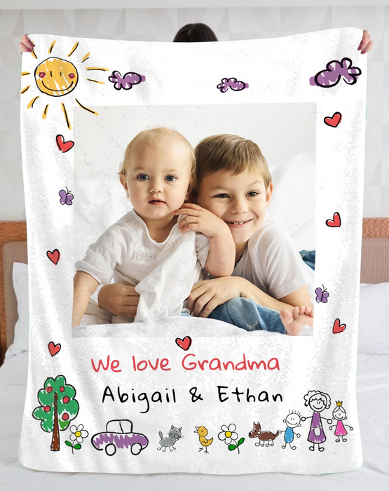 Personalized To My Grandma Blanket From Grandkids Sun Heart We Love Grandma
 Custom Name & Photo Gifts For Christmas