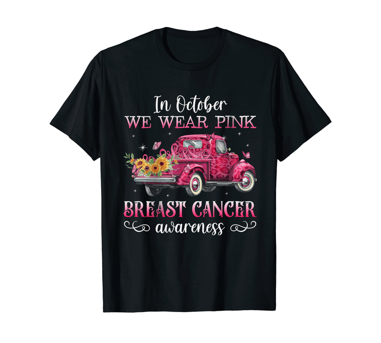 Breast Cancer Awareness T-Shirt For Girl Women Leopard Truck Pink Ribbon Shirt For Cancer Support Inspirational Gifts