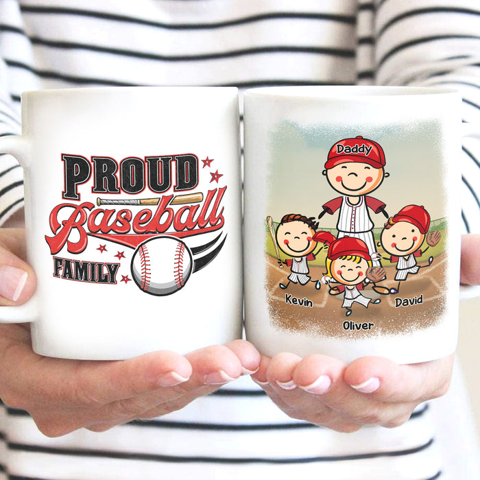 Personalized Ceramic Coffee Mug Proud Baseball Family Ball And Bat Print Custom Kids Name & Icon 11 15oz Cup