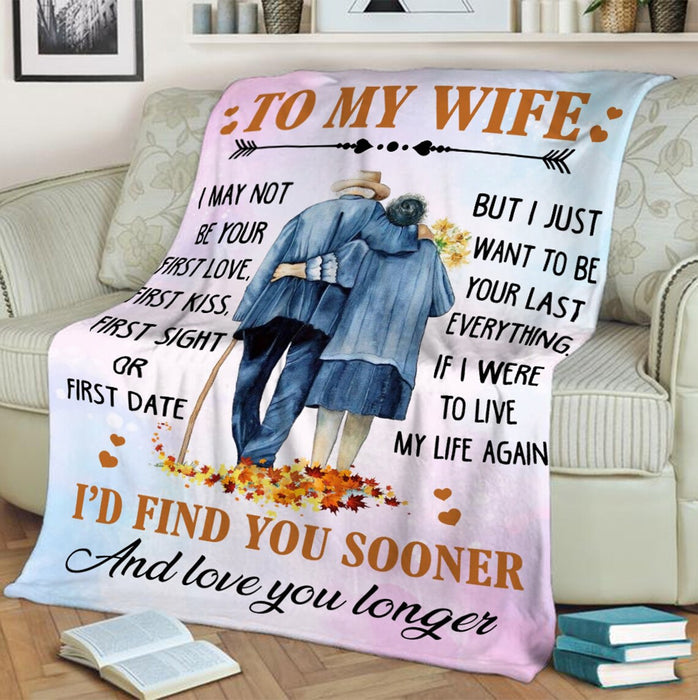 Personalized Growing Old Together Blanket To My Wife For Valentines Old Couple Print Fleece Blanket Custom Name