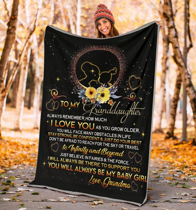 Personalized Black Fleece Blanket To My Granddaughter From Grandma Always Remember How Much I Love You Customized