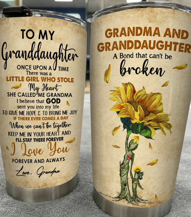 Personalized Tumbler To Granddaughter Gifts From Grandma I Believe God Sent You To My Life Custom Name Travel Cup 20oz
