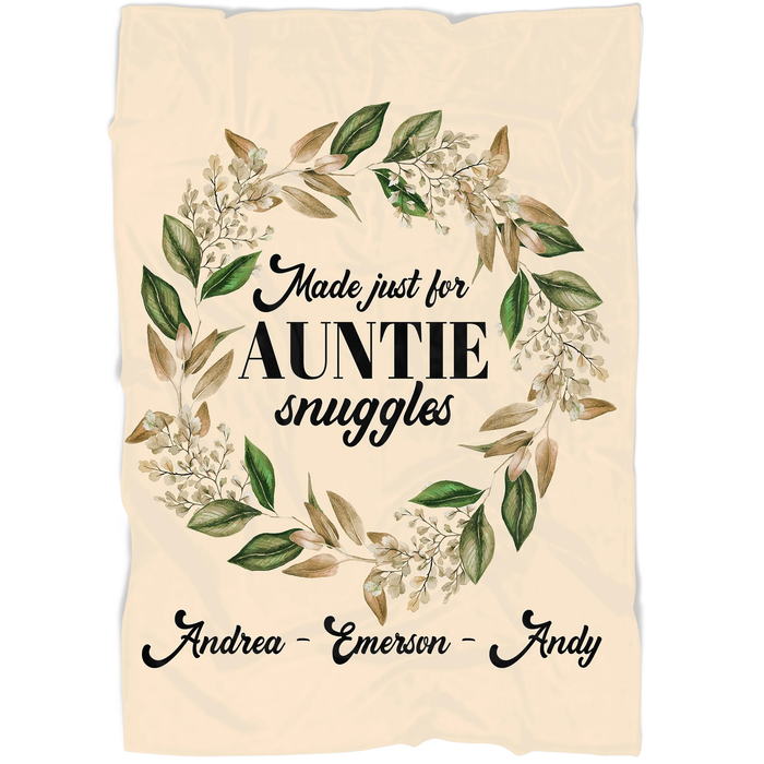 Personalized Blanket For Aunt From Kids Made Just For Auntie Snuggles Floral Wreath Custom Kids Names Flower Blanket