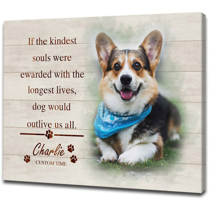 Personalized Memorial Canvas Wall Art For Loss Of Pet If The Kindest Souls Were Awarded Paw Prints Custom Name & Photo