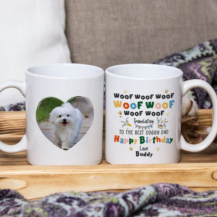 Personalized Coffee Mug Gifts For Dog Owner Funny Woof Woof Translation Birthday Custom Name White Cup For Christmas