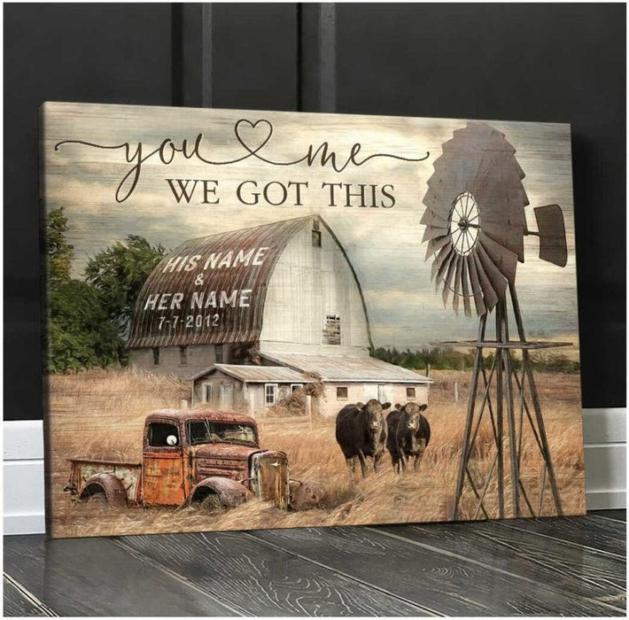 Personalized Canvas Wall Art For Couples You Me We Got This Cow Farmhouse Custom Name Poster Prints Anniversary Gifts