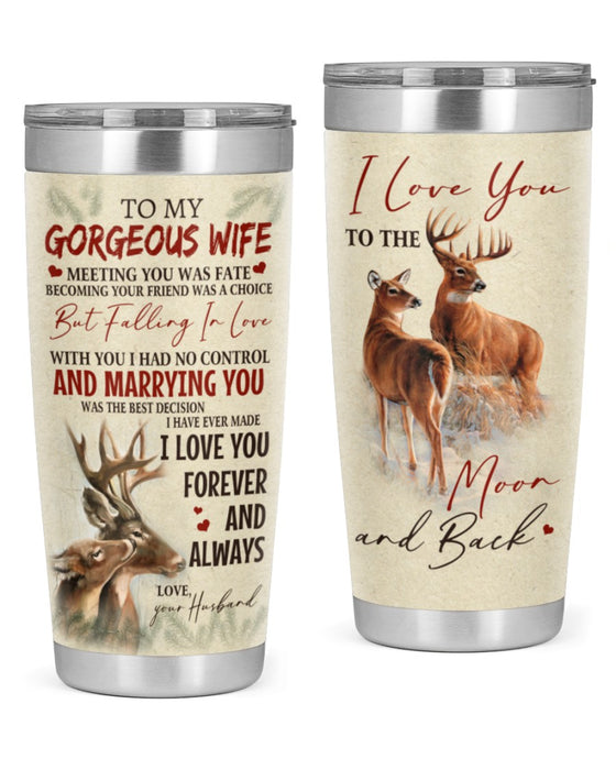 Personalized To My Wife Tumbler From Husband Deer Hunting No Control Marrying You Custom Name Travel Cup Christmas Gifts