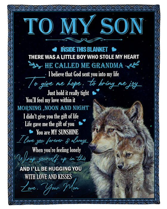 Personalized To My Son Blanket From Father Mother Custom Name Wolves Give Me Hope Bring Joy Gifts For Christmas Xmas