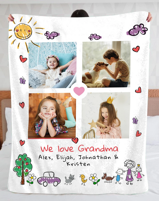 Personalized To My Grandma Blanket From Grandkids Sun Heart We Love Grandma
 Custom Name & Photo Gifts For Christmas