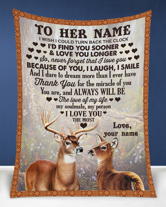Personalized To My Girlfriend Blanket Gifts From Boyfriend Deer Couple Thanks For The Miracle Custom Name For Birthday