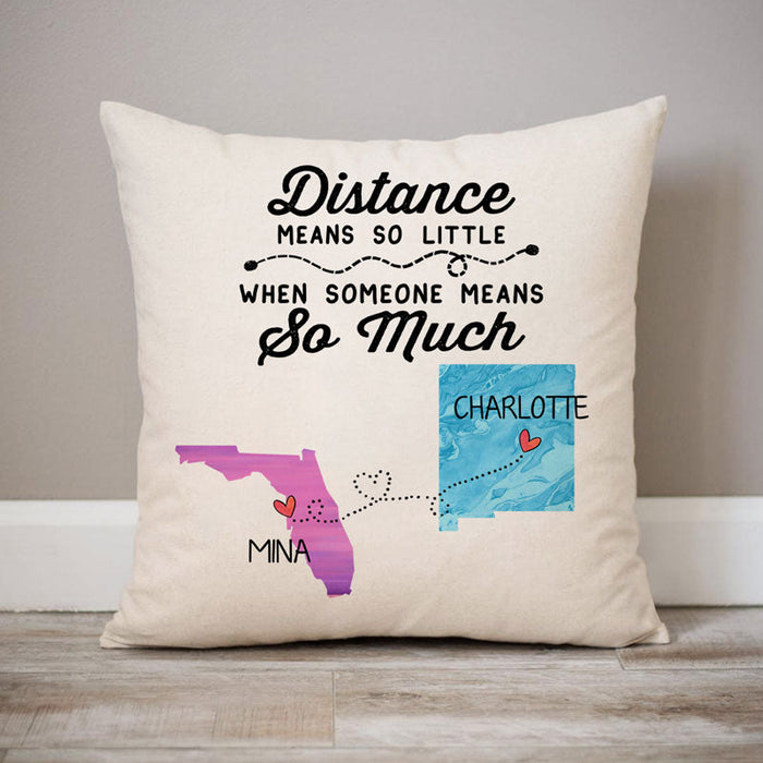 Personalized Square Pillow For Family Friend Distance Means So Little Maps Custom Name Sofa Cushion Christmas Gifts