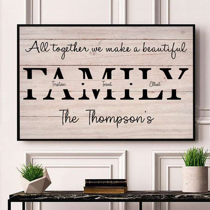 Personalized Wall Art Canvas For Family Together We Make Wooden Background Poster Custom Family And Member's Name