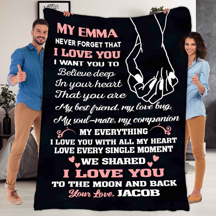 Personalized Blanket For Couple Wife Husband You Are My Best Friend My Love Bug My Soul-Mate Hand Holding Hand Printed