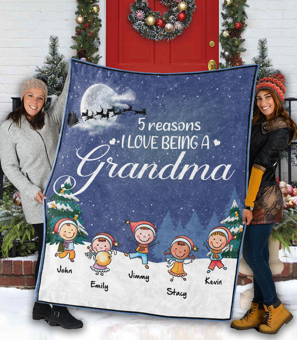 Personalized To My Grandma Blanket From Grandchild 5 Reasons I Loving Being A Nana Custom Name Gifts For Christmas