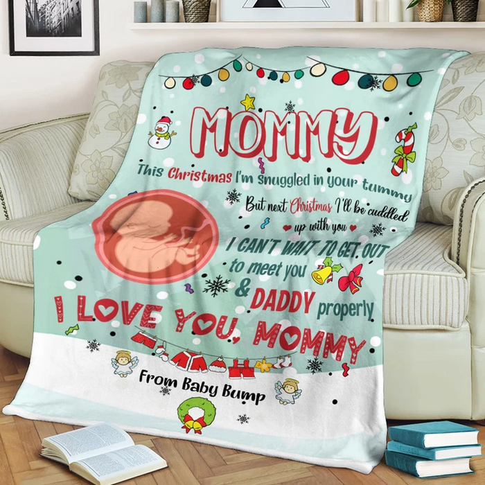 Personalized To My Expecting Mom From Newborn Baby I Can Not Wait To Get Out To Meet You Fleece Blanket Custom Name