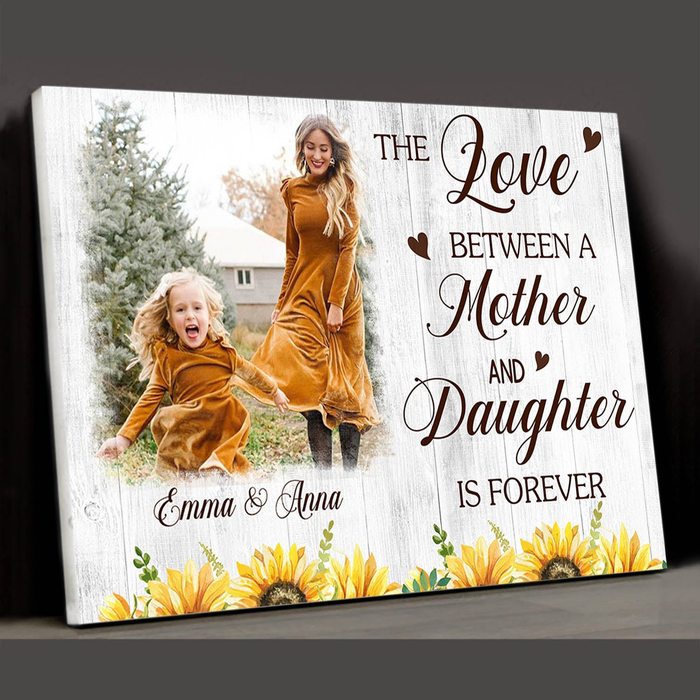 Personalized Canvas Wall Art For Mom From Daughter The Love Is Forever Sunflowers Custom Name & Photo Poster Home Decor